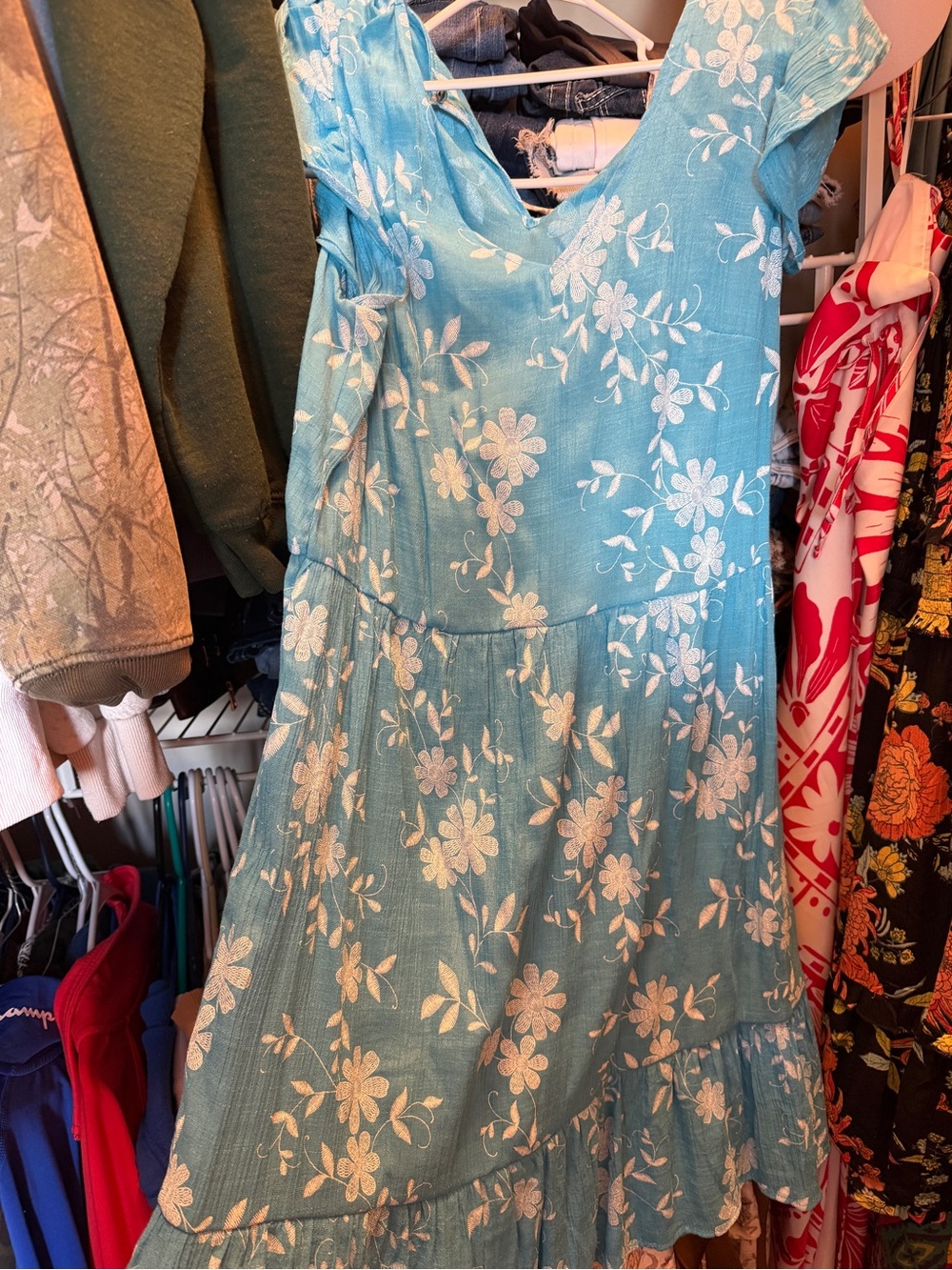 Cato Light Blue Floral Midi Dress